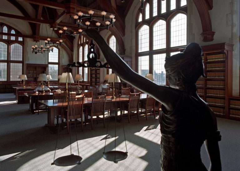 Interior view of the Law School library's main reading room